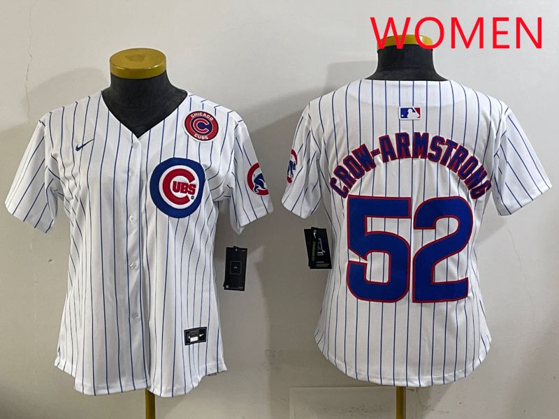 Women 2025 Chicago Cubs #52 Crow-Armstrong White Stripe Game Nike MLB Jersey style 6